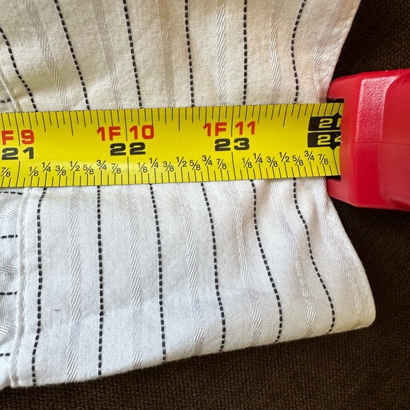 Loft Ann Taylor White With White & Black Stripes Button Down ruffle Blou… - Picture 10 of 12